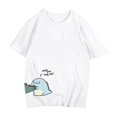 thumbnail image 3 of Camiseta gráfica de verano para hombre y mujer, con estampado de dinosaurio y monstruo de dibujos animados, 240 g, algodón, amarillo, rojo, blanco y negro, 3 of 5