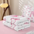 thumbnail image 5 of Manfei Pink Ribbon Bowknot Zipper Twin Comforter Sets with Fitted Sheet and 2 Pillowcases For Girls,Cartoon 3D Letter M Personalized Zipper Bedding Set For Kids,Pink Reversible,4-Piece, 5 of 7