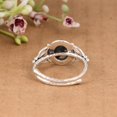 thumbnail image 5 of 925 Sterling Silver Genuine Moss Agate Cabochon Oval 9x7mm Vintage Oxidized Filigree Leaf Ring for Women, 5 of 10