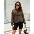 thumbnail image 2 of PUWEI Women's Sherpa Fleece Button Pullover Lightweight Fuzzy Cropped Sweatshirt Coat with Pockets, 2 of 7