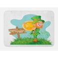 thumbnail image 1 of St. Patrick's Day Bath Mat, Festive Leprechaun with Costume Holding Large Shamrock Gold Coin on Hill, Non-Slip Plush Mat Bathroom Kitchen Laundry Room Decor, 29.5 X 17.5 Inches, Multicolor, Ambesonne, 1 of 2