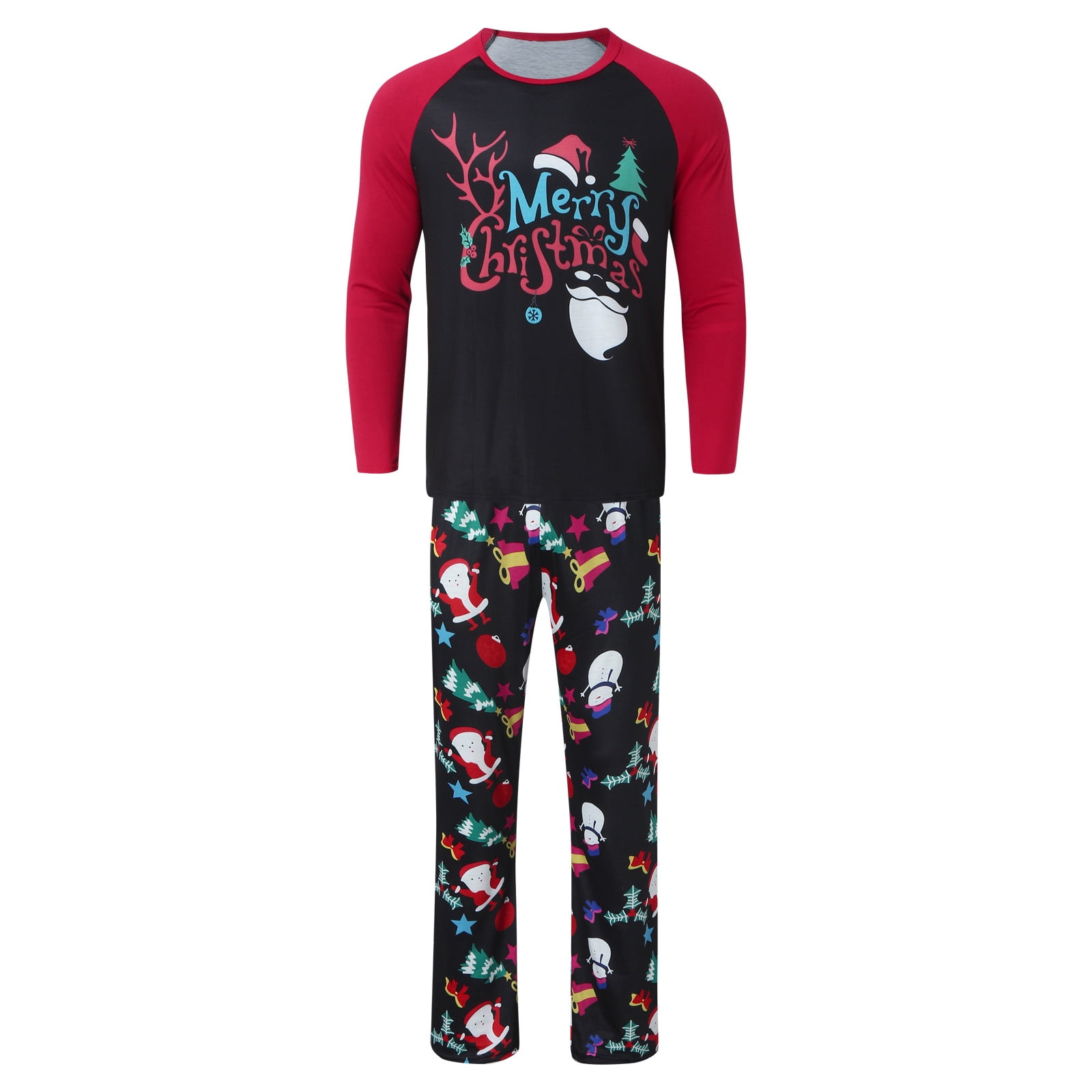 Jikolililili Christmas Men Mommy Printed Top+Pants Xmas Family Matching