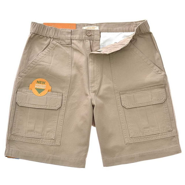 Savane Men's UPF 30 Comfort Hiking Cargo Shorts w/Tech Pocket Khaki 34