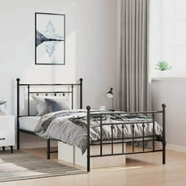 vidaXL 12" Black Twin Metal Bed Frame with Headboard & Footboard No Mattress