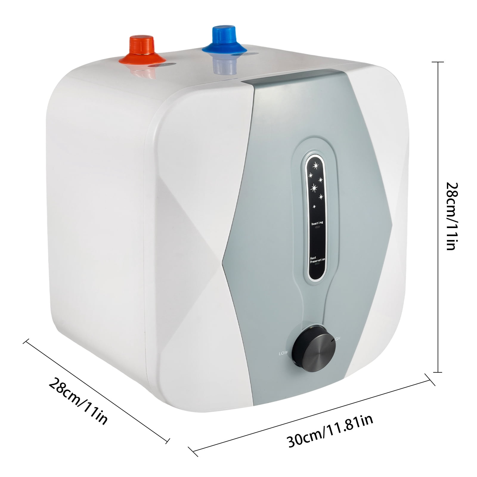White 1500W Electric Instant Hot Water Heater Upper Water Onlet Small Water Tank for Garages Sinks Kitchens Apartments