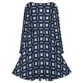 thumbnail image 5 of Navy Blue White Square Lattice Triangle Geometric Long Sleeve Dresses For Women Vintage Elegant Party Dress Oversized V-neck Dress S-8XL, 5 of 7