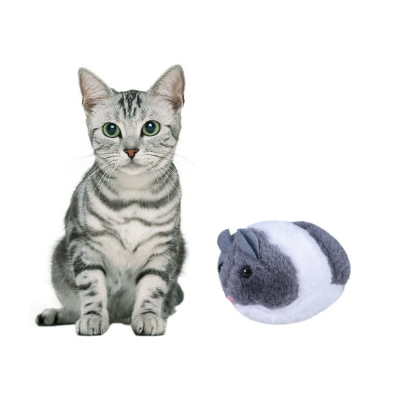 PENIKOKO Interactive Plush Cat Teaser Toy with Self-Moving Grey Mouse, Fun Pet Playtime Entertainment for Cats