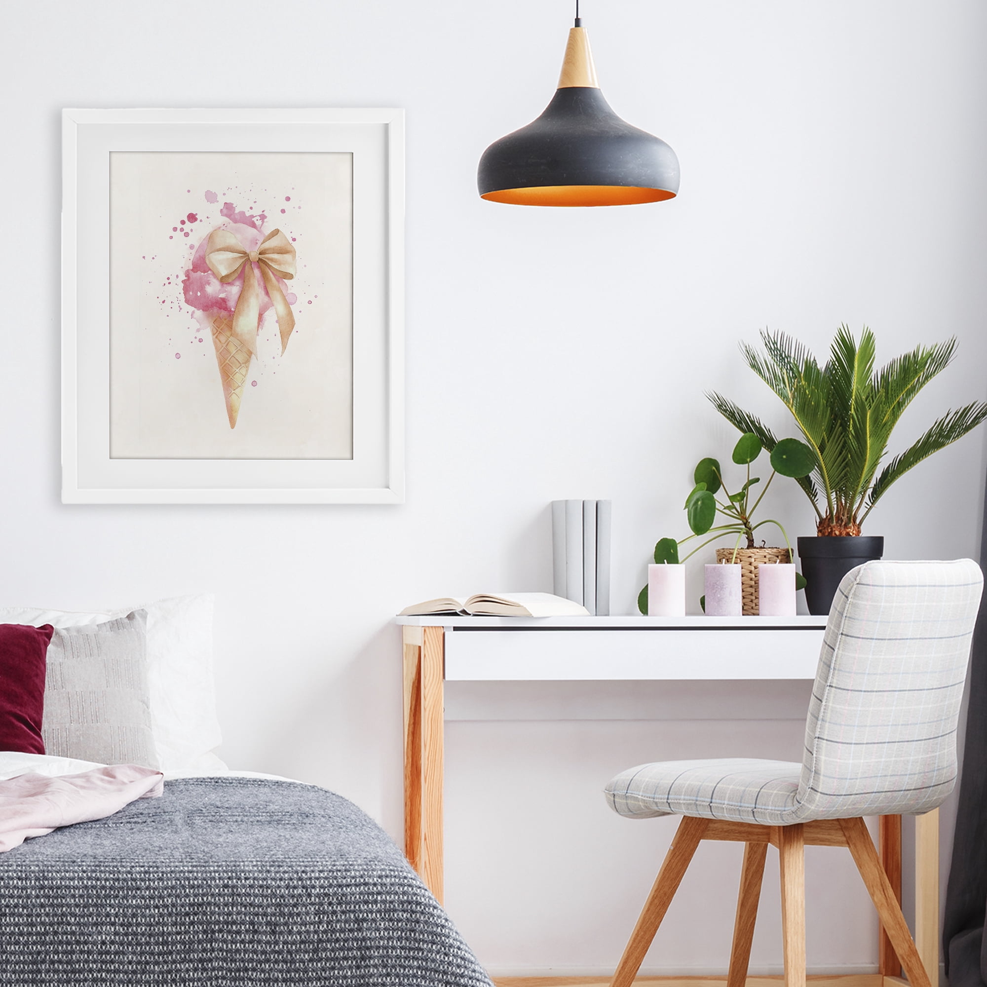 Stupell Industries Icy Charm Ice Cream Cone White Framed Print Under Glass, design by Svetlana Aleynikova