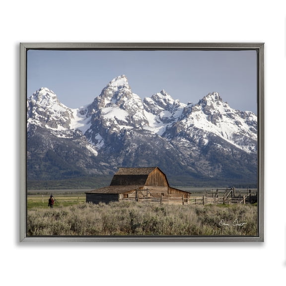 Stupell Industries Rustic Lodge Cabin & Snowy Peaks Gray Floating Frame Canvas Art, 21 x 17, by David Drost