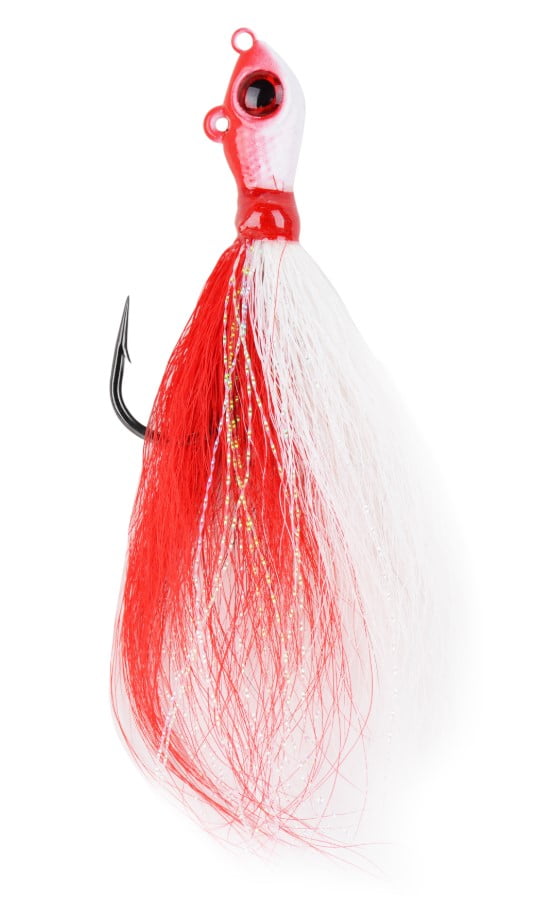 Details about   NEW Wahoo White Red Fishing Products Big Eye Bucktail Jig 4Oz 