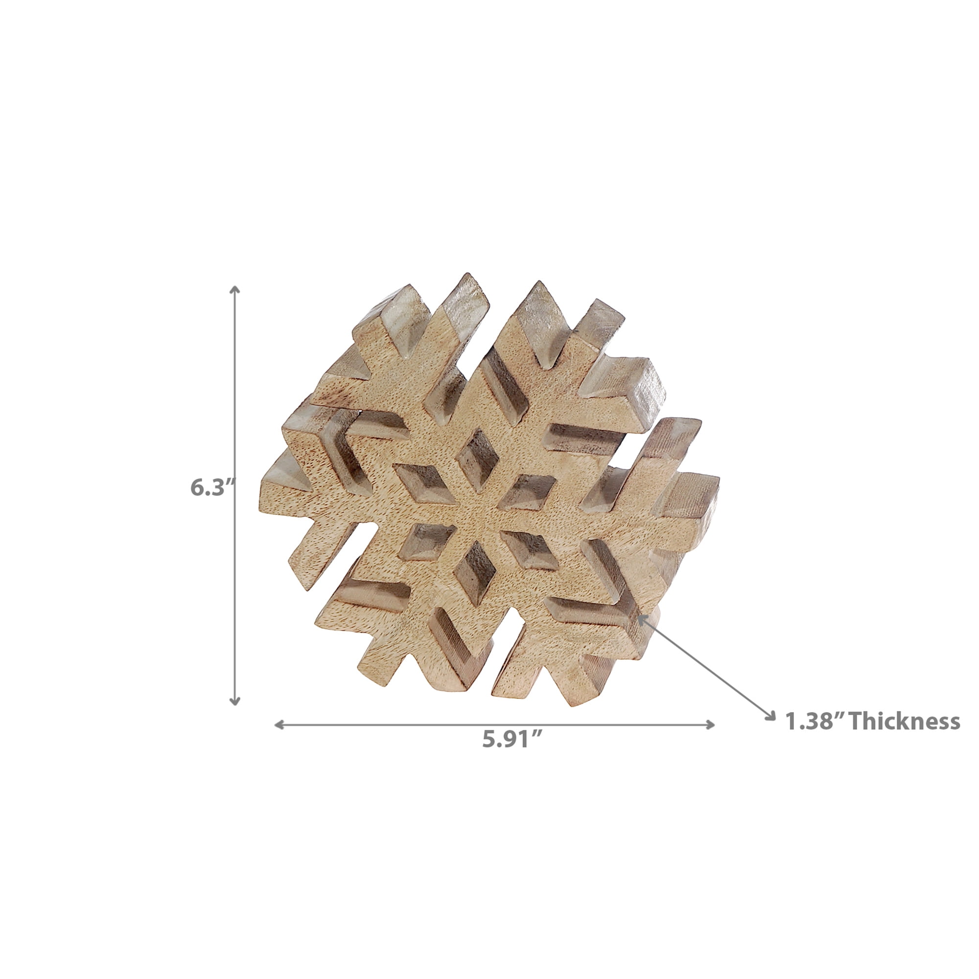 Décoration De Flocon De Neige Sculptée En Bois - Lot De 2