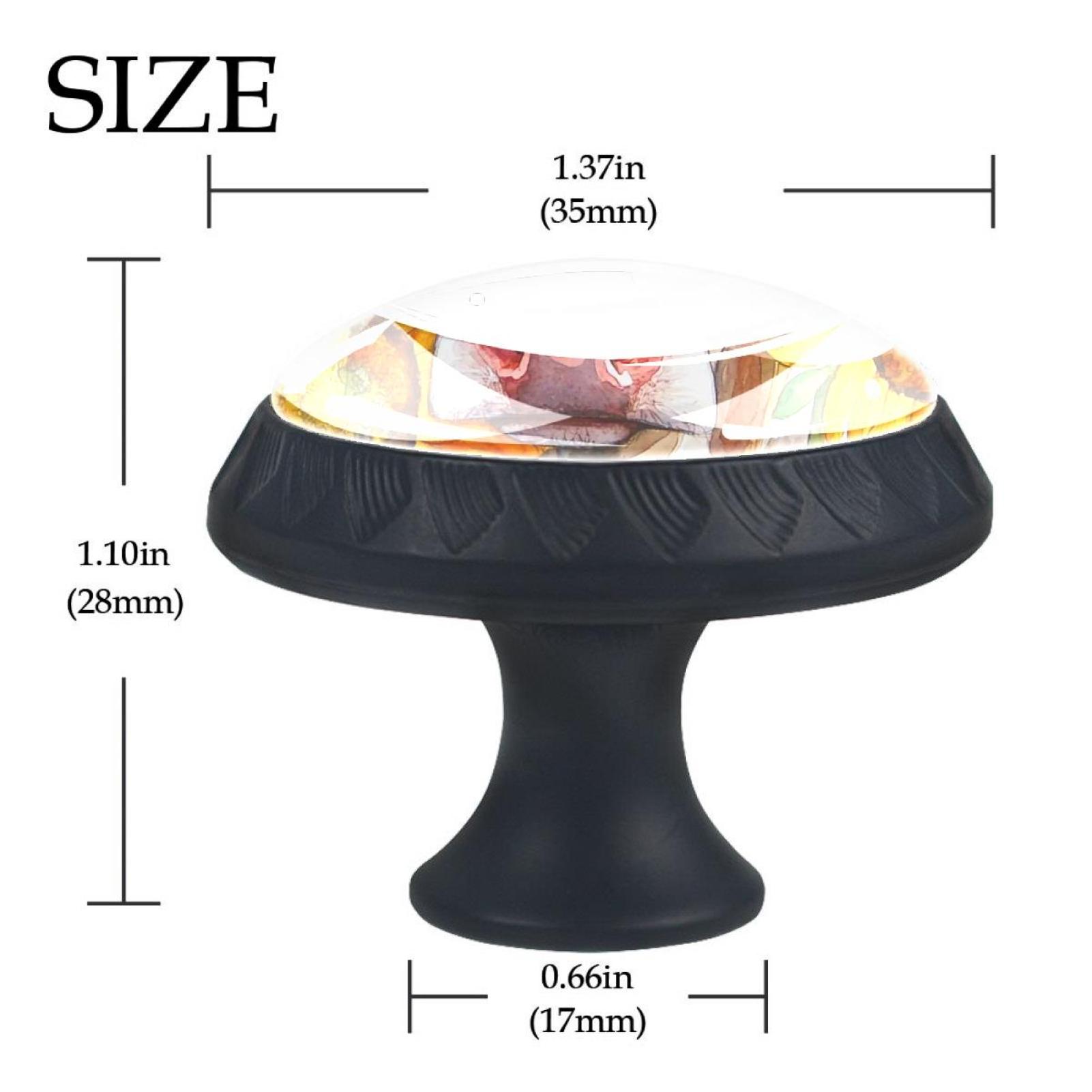 4 Pcs Cow and Sunflower Knobs for Kitchen Cabinet Cupboard Dresser Bookcase Drawer Pulls Handles Round Home Decor