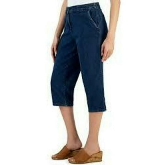 Karen Scott Womens Denim Comfort Waist Capri Pants Blue Combo 6