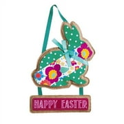 Evergreen Happy Easter Bunny Burlap Door Decor