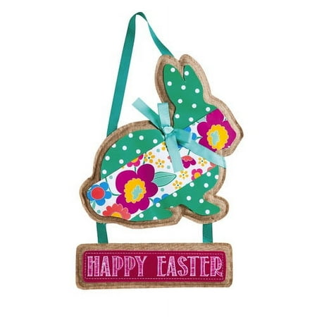 Evergreen Happy Easter Bunny Burlap Door Decor