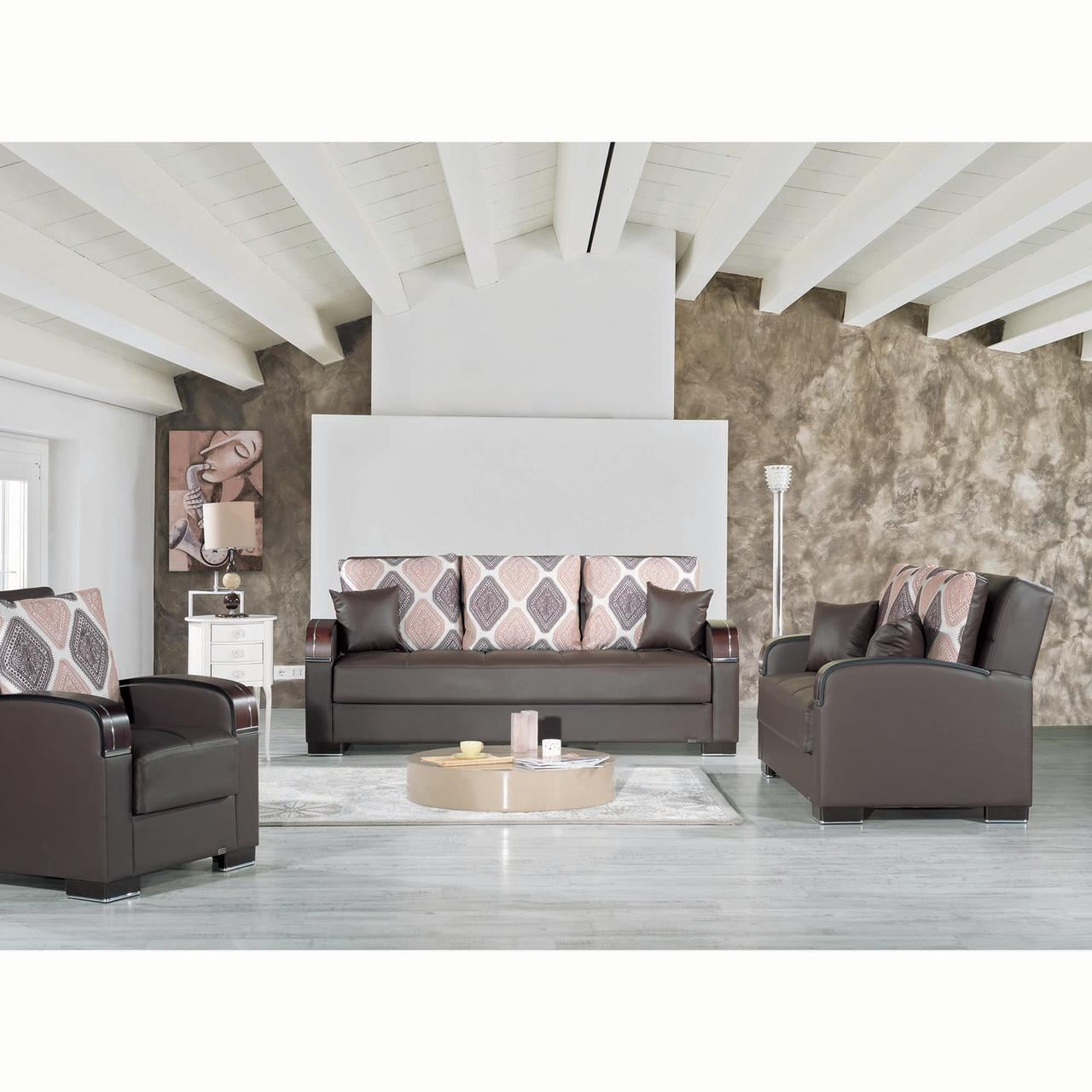 Ottomanson Founders Sofa Bed with Storage 74", Brown Leatherette
