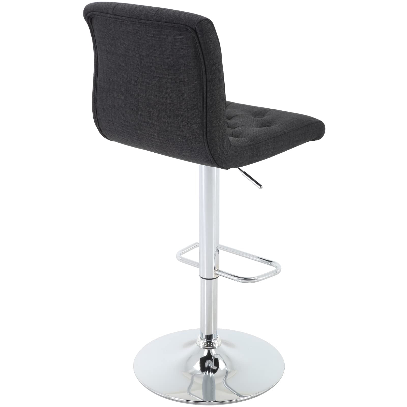 Modern Upholstered Bar Stool with Back Set of 2, Armless 360° Swivel Adjustable Height Linen Padded Bar Chair for Kitchen Island, Dining Room, or Café (Black)