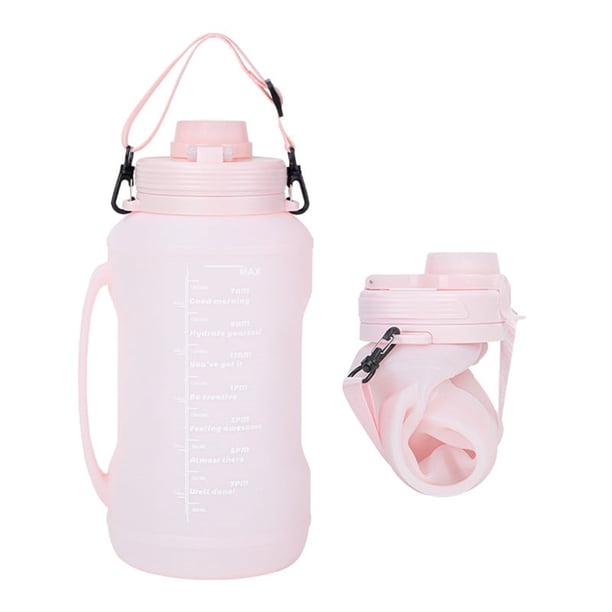 Botella deportiva plegable para hombres y mujeres | Taza de viaje de 2L libre de BPA y a prueba de fugas | Silicona retráctil irrompible | Boca ancha | Senderismo, ciclismo y camping al aire libre