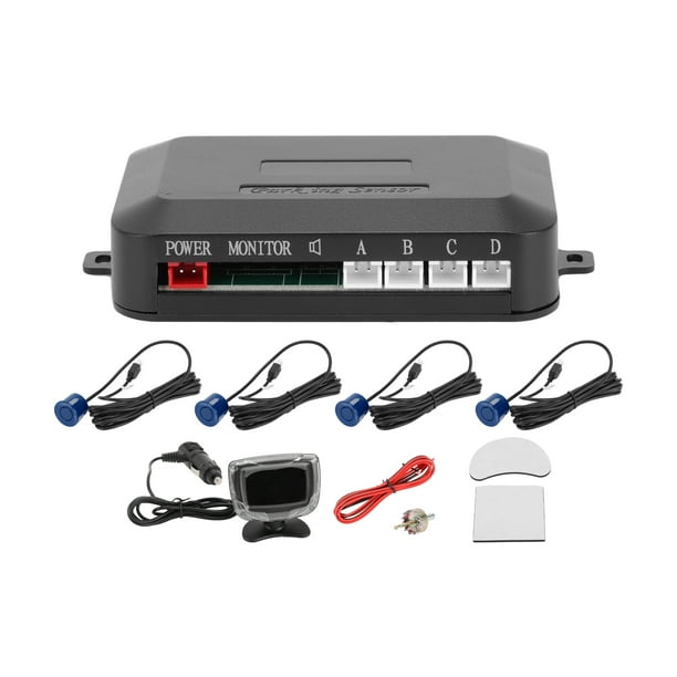 Sistema de radar de reversa para vehículos Unique Bargains con pantalla LCD de distancia, sensores de estacionamiento de reversa, detección de distancia, 4 sensores de estacionamiento, azul