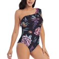 thumbnail image 3 of Honeii Roses Flowers for women's one-piece swimsuit featuring a chic one-shoulder design experience elegance and style in the water-Medium, 3 of 6