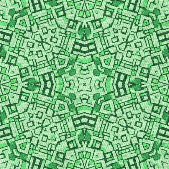 Ahgly Company Machine Washable Indoor Square Transitional Green Area Rugs, 8' Square