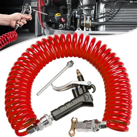SPBTAR Air Blower Gun, Heavy Duty Compressed Air Duster Blow Gun with 30FT Air Compressor Hose, 2 Brass Adjustable Nozzle Car Cleaning Kit for Truck, RV, Boat & ATV