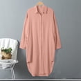 thumbnail image 6 of YDFCWXW Womens Chic Button Down Rolled-Up Sleeve Long Cotton Blouse Maxi Dress Pink, M, 6 of 6