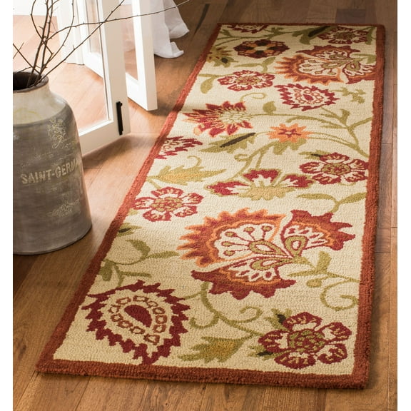 SAFAVIEH Blossom Leah Floral Flowers Wool Runner Rug, Beige/Multi, 2'3" x 14'