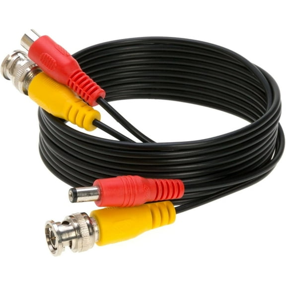 10FT Black Premade BNC Video/Power Cable All in One Extension Wire for CCTV, DVR’s, Security System
