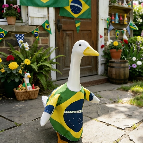 Liamobondopolis International Flag Themed Porch Goose Outfits for 23 Inch Figurine Multi Country Patriotic and Cultural Decor