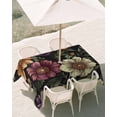 thumbnail image 3 of 60x102 Inch Outdoor Tablecloth with Umbrella Hole Zipper Rectangle Sunflower Rectangular Tablecloths Outside Waterproof Watercolor Flower Plant Vintage Leaf Patio Table Cloth Cover for Picnic Party, 3 of 8