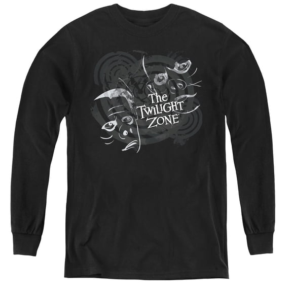 Twilight Zone Strange Faces Youth Long Sleeve T-Shirt Black