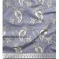 thumbnail image 1 of Soimoi Poly Georgette Fabric Black Sketch Paisley Fabric Prints by Yard 52 Inch Wide, 1 of 3