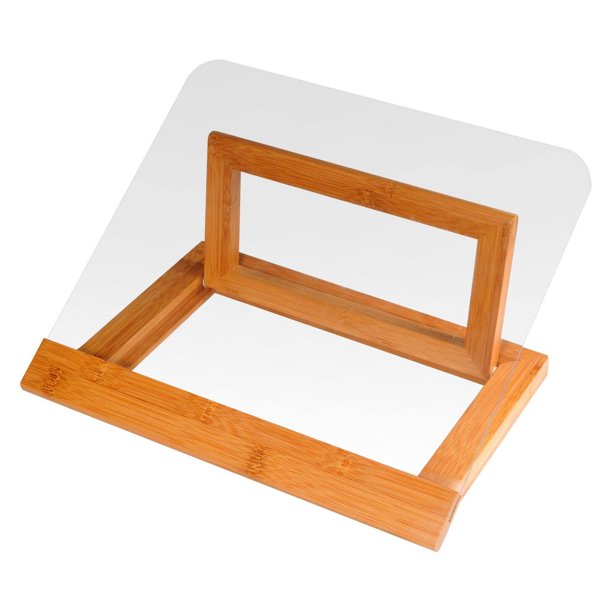 Creative Home Bamboo Cookbook Holder with Acrylic Shield