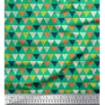 thumbnail image 1 of Soimoi Green Cotton Voile Fabric Triangle Geometric Printed Fabric 1 Yard 56 Inch Wide, 1 of 3