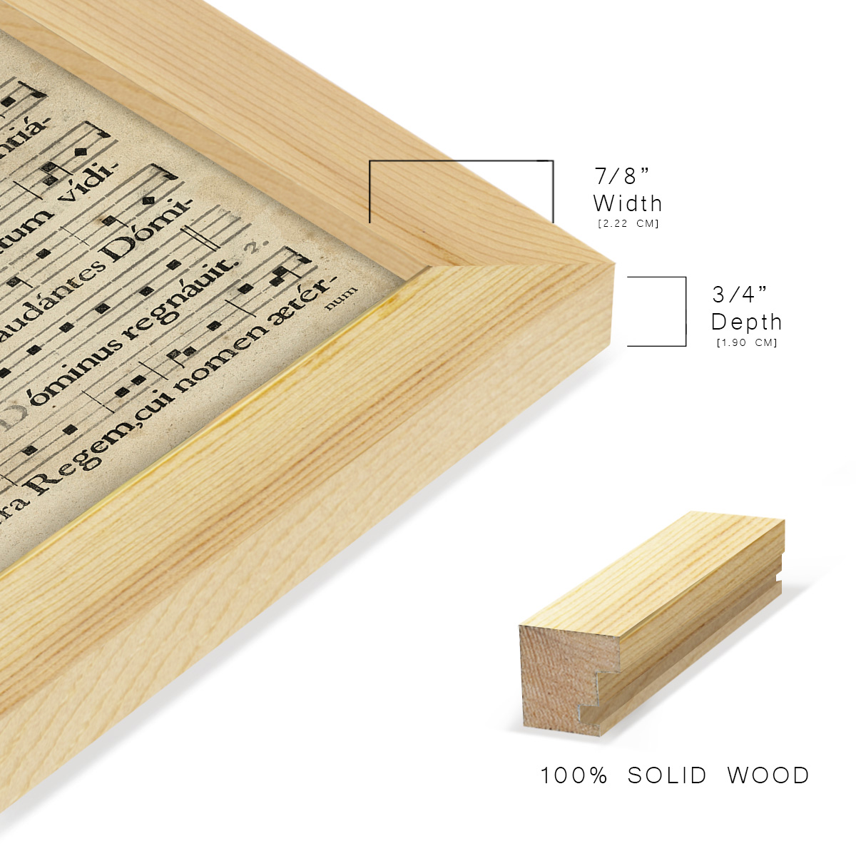 Vellum Songbook III -Framed Print w/glass-Natural Wood