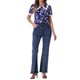thumbnail image 2 of CAMISA CHIC Floral de Mujer de Manga Corta con Cuello Peter Pan de Encaje, Blusa con Botones, Azul Marino, XS, 2 of 6