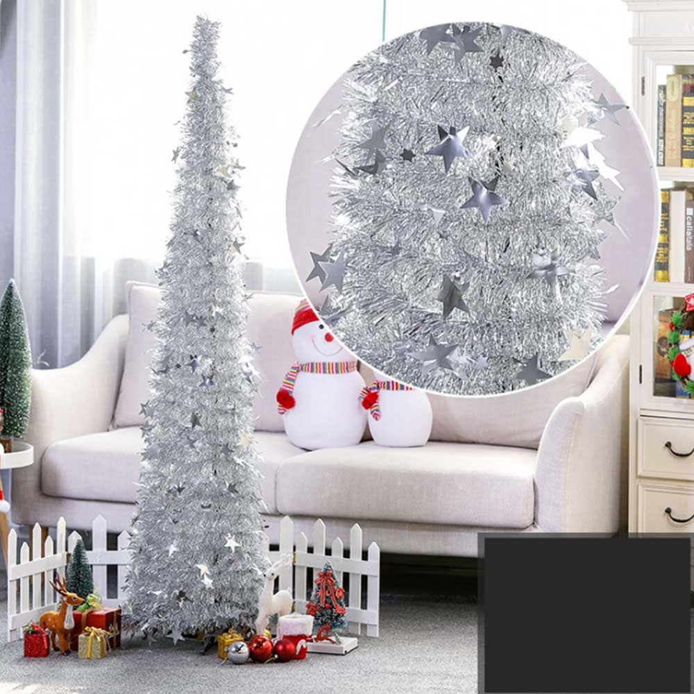 Collapsible Christmas Tree Green Tinsel Holiday Xmas Decorations 1.2M;Collapsible Christmas Tree