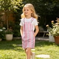 thumbnail image 6 of Curuila Children Girls Suspender Dress With Pocket Striped Print Square Neck Sleeveless Summer Comfort Casual Dresses Pink Size 12-13 Years, 6 of 7