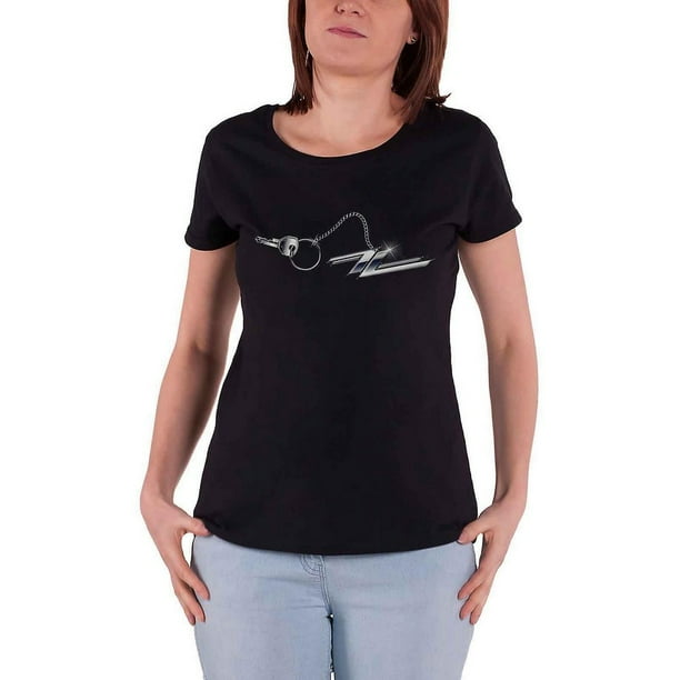 ZZ Top - Camiseta Hot Rod Llavero de Algodón para Mujer (Negro)