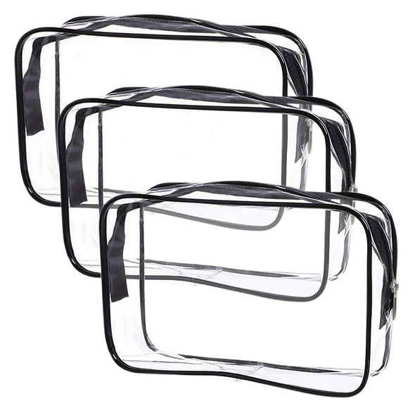 Cosywell Bolsa De Aseo Transparente De Tamaño Cuarto De Galón, Bolsa De Maquillaje De Viaje, Bolsa De Cosméticos De Pvc, Bolsa De Cosméticos Para Mujeres Y Hombres, 3 Piezas (S)
