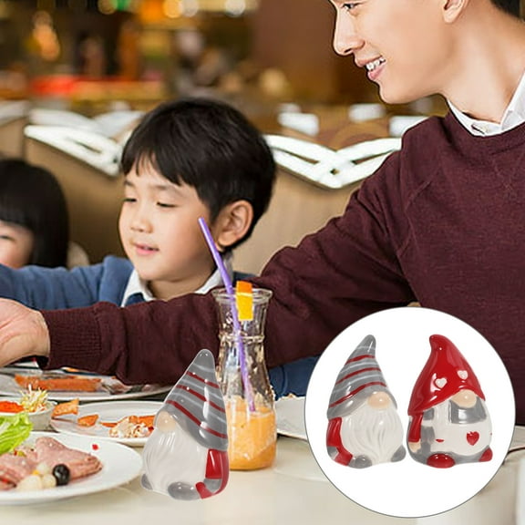 HEANUJJ 1 Pair Assorted Color Ceramic Gnome Salt and Pepper Shakers Kitchen Spice Dispensers Set