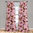 thumbnail image 4 of Ambesonne Floral Curtains, Japanese Botanical Pattern, Pair of 28"x95", Redbrown and Pastel Pink, 4 of 5