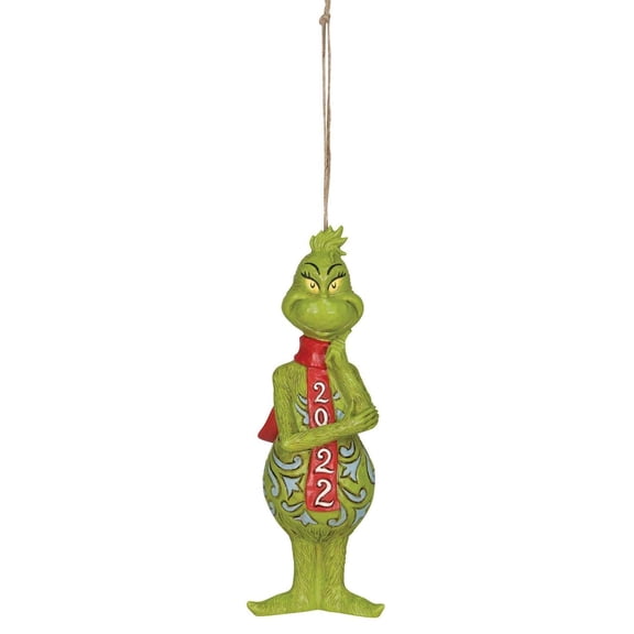 Enesco Grinch by Jim Shore Grinch Dated 2022, Hanging Ornament, 5 Inch, Multicolor