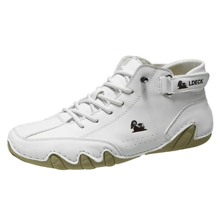 VMESZQFG Boots Spring/Summer Border Popular High Top Men s Shoes Men s Casual Short Boots Work Shoes All Day Comfort White