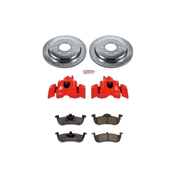 PowerStop Rear Z36 Truck & Tow Brake Pad and Rotor Kit with Red Powder Coated Calipers Fits: FORD LINCOLN Select Models KC4683-36