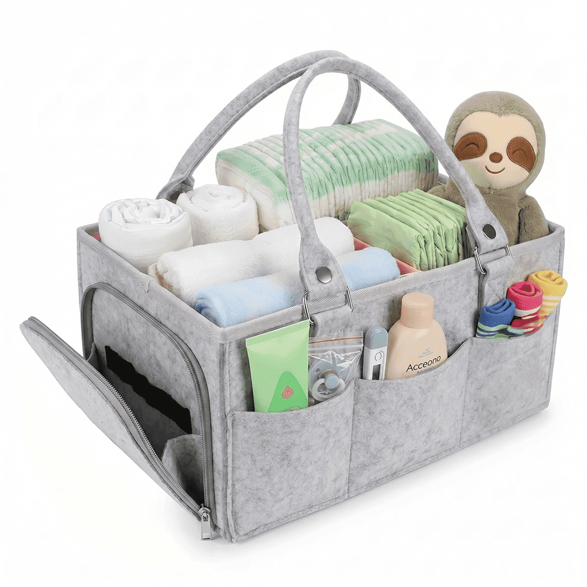Baby Diaper Caddy Organizer for Girl Boy Large Nursery Storage Bin Basket Portable Holder Tote Bag for Changing Table and Car Baby Shower Gifts Newborn Essentials Baby Registry Must Haves Items