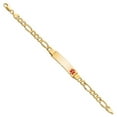 thumbnail image 2 of 14k Yellow Gold Bracelet Medical Figaro Women's 10.5 mm 8 in Semi-Solid Polished Red Enamel ID, 2 of 3