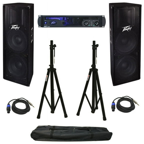 Peavey Ipr2 7500 Speaker Amplifier Amp Stands Cables (2) Pv 215 Speakers Package