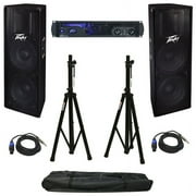 Peavey Ipr2 7500 Speaker Amplifier Amp Stands Cables (2) Pv 215 Speakers Package